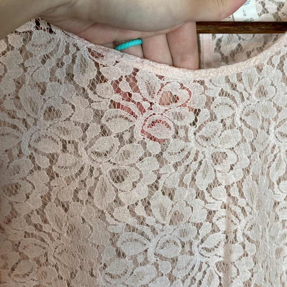 Old Navy Womens Sheer Floral Lace Top Size L Pink Coquette Romantic Soft Girl - Picture 6 of 11